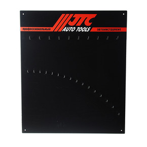 JTC-0003 - Стенд для инструмента 715х605см с крючками для комбинированных и трещоточных ключей JTC - Металлический стенд, специально разработанный для размещения комбинированных и трещоточных ключей.

Вмещает на себе 26 крючков для размещения инструмента.