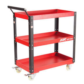Тележка инструментальная 3 секции красная с открытым отсеком JTC