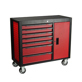 Тележка инструментальная 7 секций красная с боковым ящиком JTC