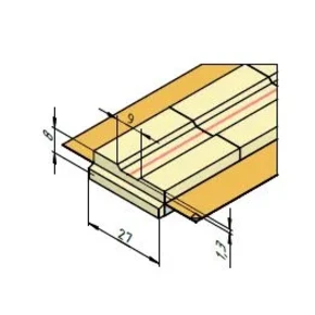 Керамическая подкладка прямоугольная КЕДР КП-9Т (ширина 27 мм, канавка трапецевидная 9 мм, длина 600 мм)