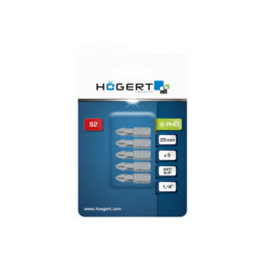 HOEGERT Биты PH0, 25 мм, сталь S2, 5 шт.