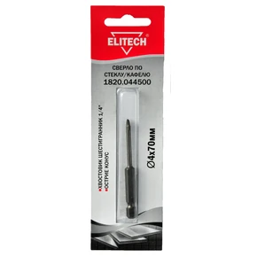 Сверло 4х70мм HEX1/4' стекло Elitech 1820.044500