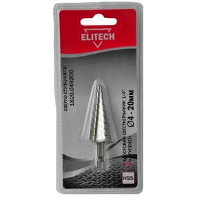 Сверло 4-20мм HEX1/4' ступенчатое Elitech 1820.049200