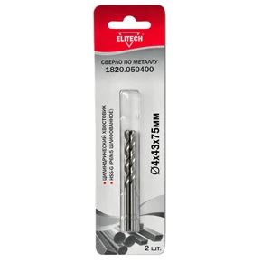 Сверло 4.0х75 HSS-G 2шт Elitech 1820.050400