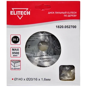 Диск пильный 140х20/16 20зуб Elitech 1820.052700