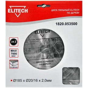 Диск пильный 185х20/16 24зуб Elitech 1820.053500