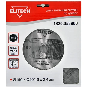 Диск пильный 190х20/16 48зуб Elitech 1820.053900