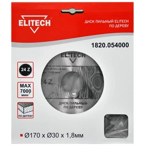 Диск пильный 170х30 24зуб Elitech 1820.054000