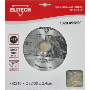 Диск пильный 216х32/30 48зуб Elitech 1820.055800
