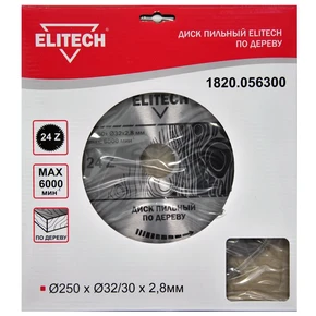 Диск пильный 250х32/30 24зуб Elitech 1820.056300