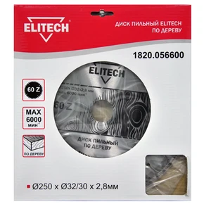 Диск пильный 250х32/30 60зуб Elitech 1820.056600