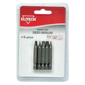 Набор бит SL6 50мм 5шт Elitech 1820.069100