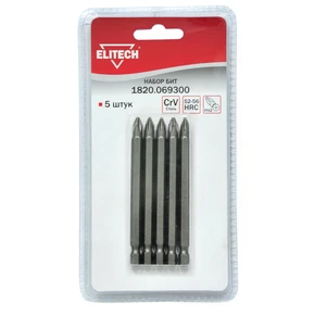 Набор бит PH2 90мм 5шт Elitech 1820.069300