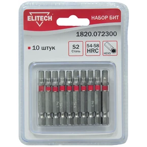 Набор бит HEX5 50мм 10шт Elitech 1820.072300