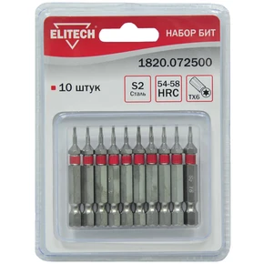 Набор бит TORX6 50мм 10шт Elitech 1820.072500