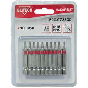 Набор бит TORX15 50мм 10шт Elitech 1820.072800