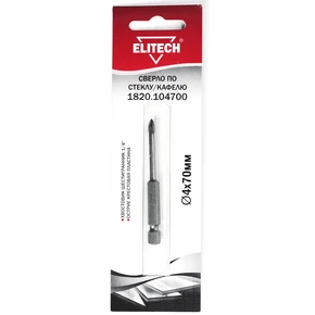 Сверло 4х70мм HEX1/4' стекло Elitech 1820.104700