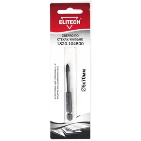 Сверло 5х70мм HEX1/4' стекло Elitech 1820.104800