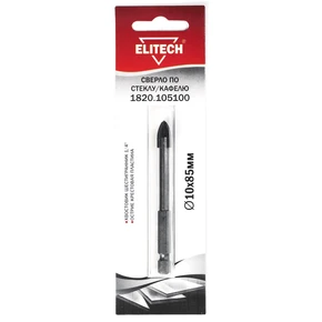 Сверло 10х85мм HEX1/4' стекло Elitech 1820.105100
