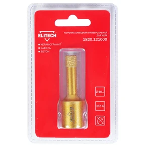 Коронка алмазная, 10мм х М14 Elitech 1820.121000