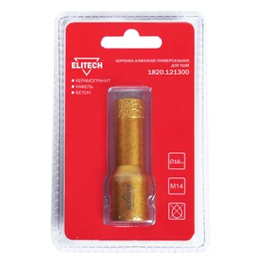 Коронка алмазная, 16мм х М14 Elitech 1820.121300