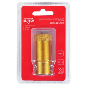 Коронка алмазная, 27мм х М14 Elitech 1820.121700