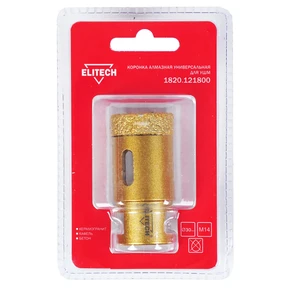 Коронка алмазная, 30мм х М14 Elitech 1820.121800