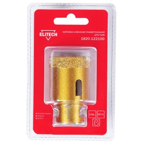 Коронка алмазная, 38мм х М14 Elitech 1820.122100