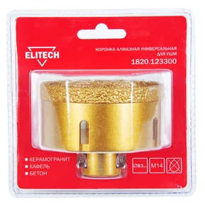 Коронка алмазная, 83мм х М14 Elitech 1820.123300