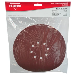 Круг шлифовальный 225мм Р120 5шт Elitech 1820.126300