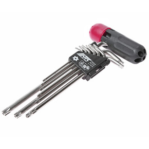 Набор ключей TORX T10Н-Т50H Г-образных с отверстием 9 предметов JTC