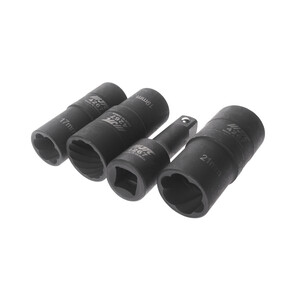 Набор головок для секретных болтов и гаек двухсторонних 17,19,21мм 4 предмета JTC