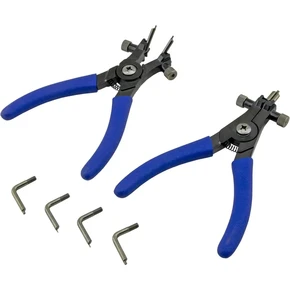 Набор универсальных съемников стопорных колец 2шт. сжим / разжим, 45°, 90°, 180° с насадками