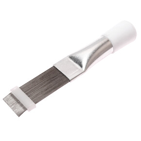 JTC-1354 - Приспособление для очистки и правки сот радиаторов (гребенка) JTC - 
 Применяется для очистки и выравнивания сот радиатора.
 Инструмент изготовлен из нержавеющей стали.
 Количество в оптовой упаковке: 24 шт. 
 Габаритные раз