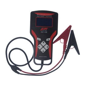 JTC-4614B - Тестер для АКБ цифровой многофункциональный 12-24V JTC - 
Предназначен для тестирования аккумулятора (12В), свинцово-кислотных аккумуляторов (AGM), генератора и стартера (12/24В).
Результаты теста выводятся прямо на экран.
Тестеры применяют ни