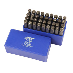 JTC-7253 - Клейма буквенные кириллица 6мм (HRC 60+-2град. DIN 1451) JTC - Клейма буквенные кириллица
Характеристики:

Тип: кириллица
Размер 5мм
Твердость: 60±2HRC
Материал: хромованадиевая сталь
Комплектация: 36 предметов (